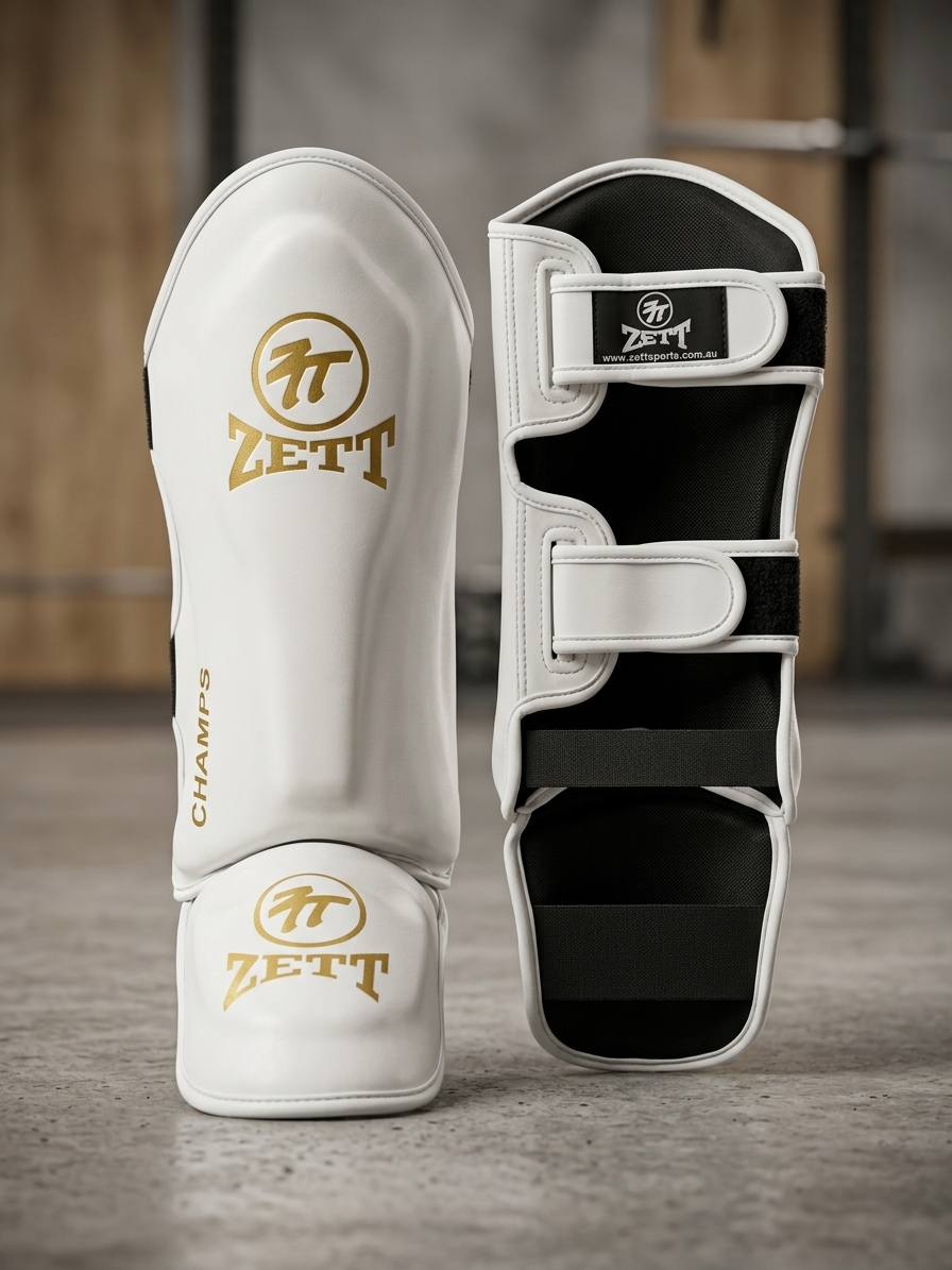 Zett Pro kickboxing shin insteps, side view
