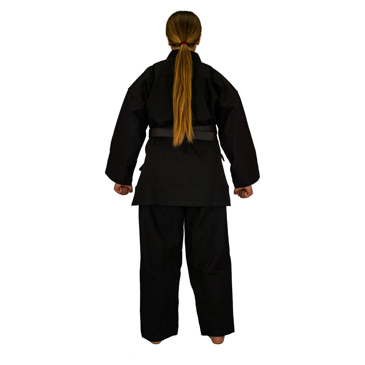 Zett 14oz canvas karate gi in black, detail view
