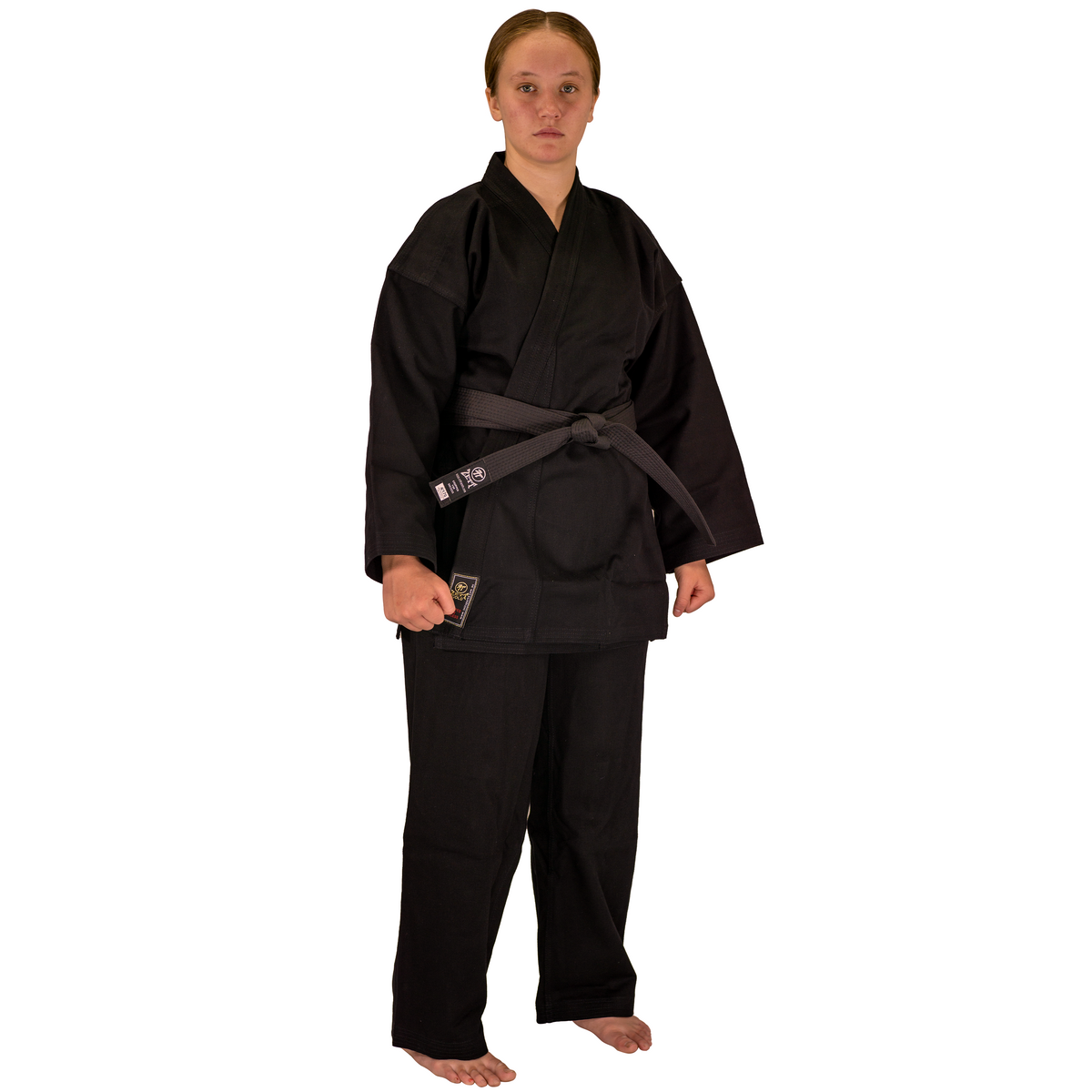 Zett 14oz canvas karate gi in black, back view