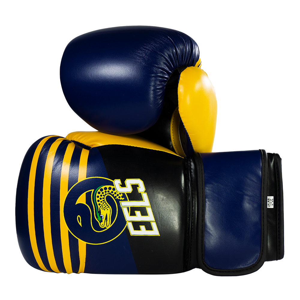 Zett Eels Edition boxing gloves, angled view