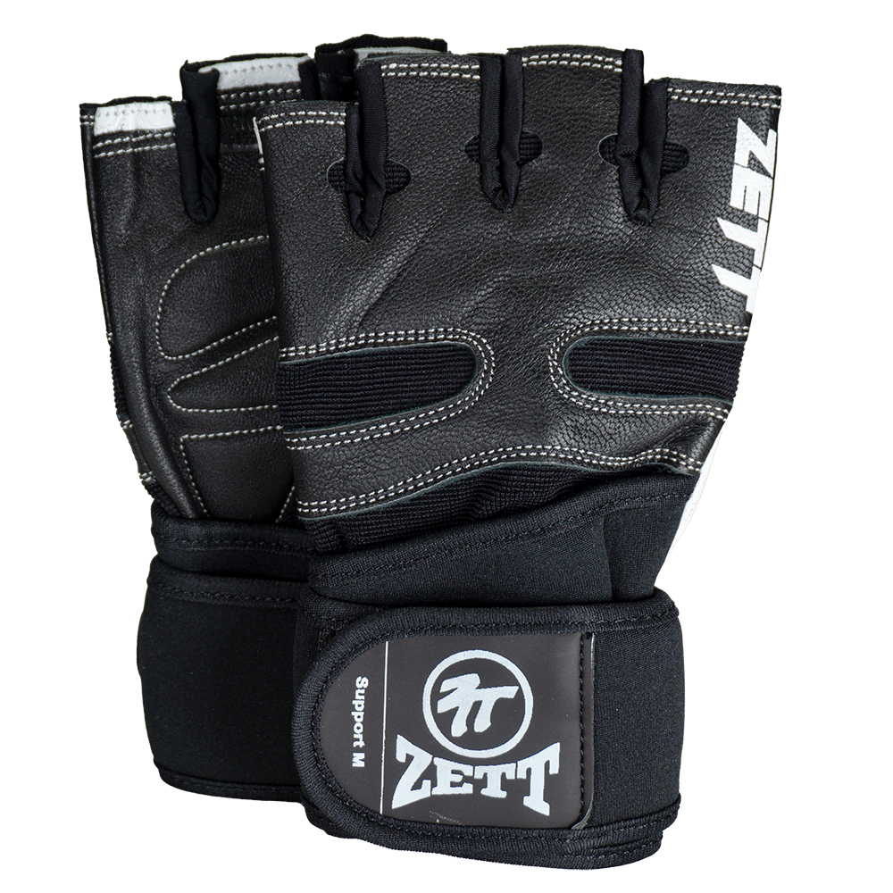 Zett support gym gloves with wrist support, front view