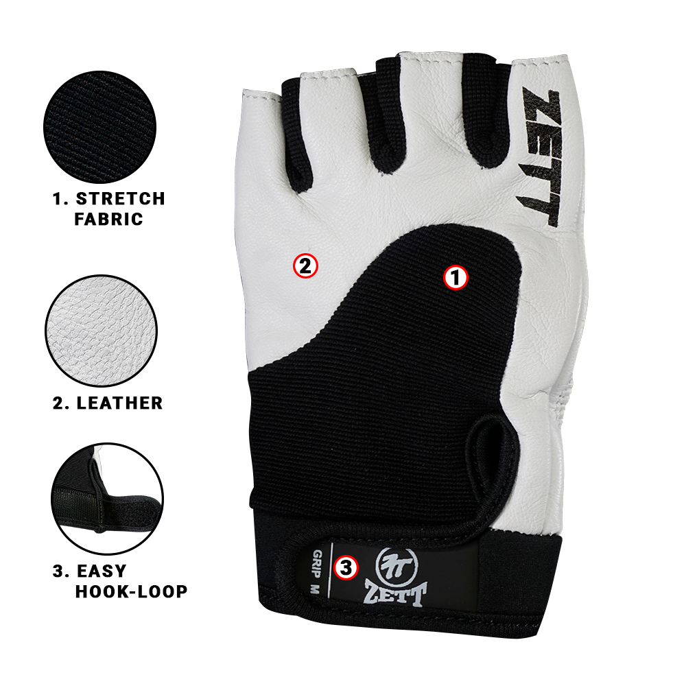 Zett grip gym gloves, pair
