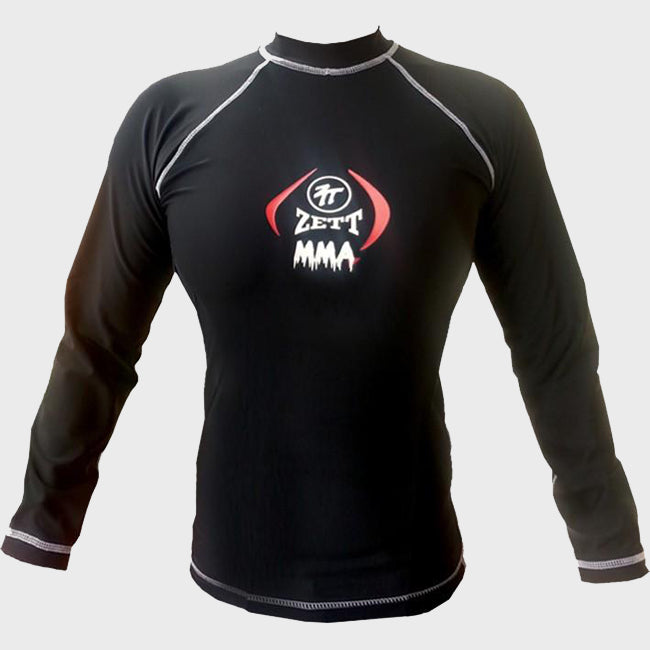 Zett long sleeve rash guard in black for BJJ and MMA
