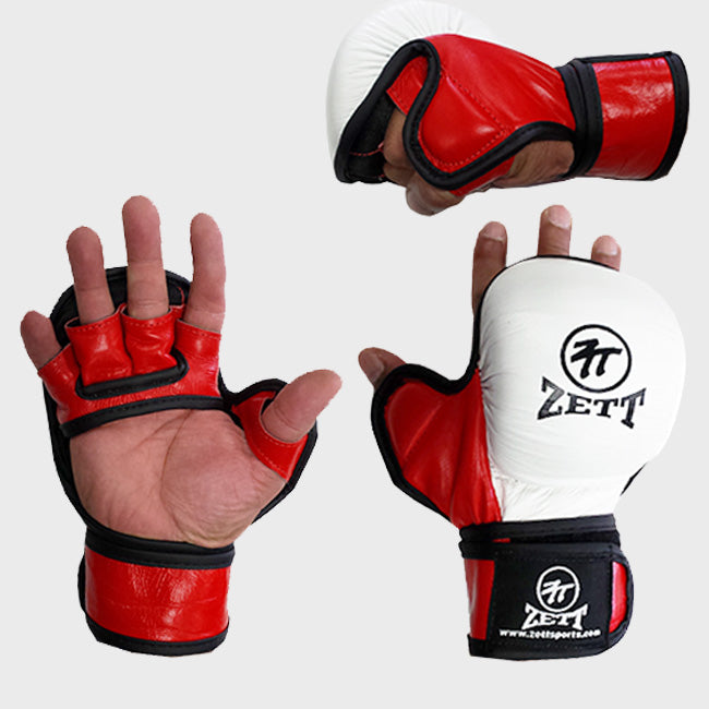 Zett MMA sparring gloves in leather, back view