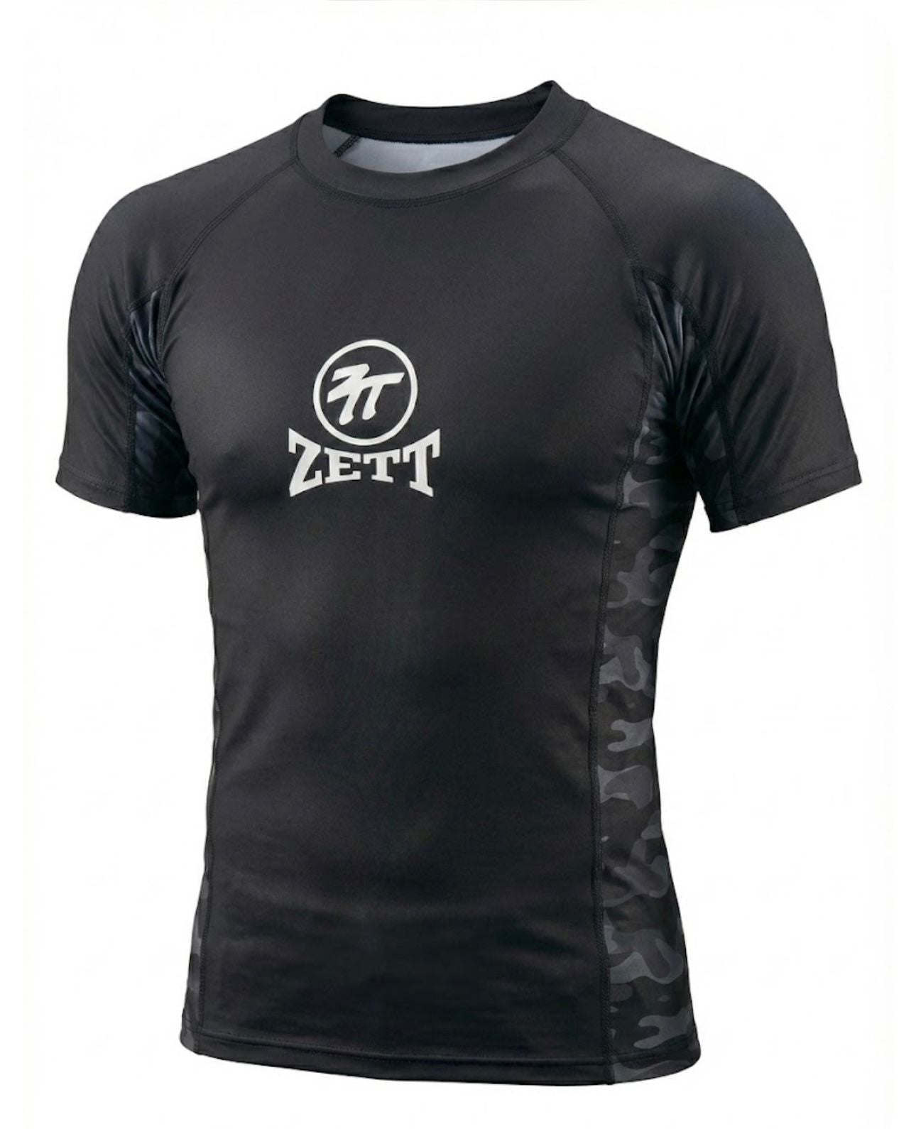 Zett camo rash guard, front view