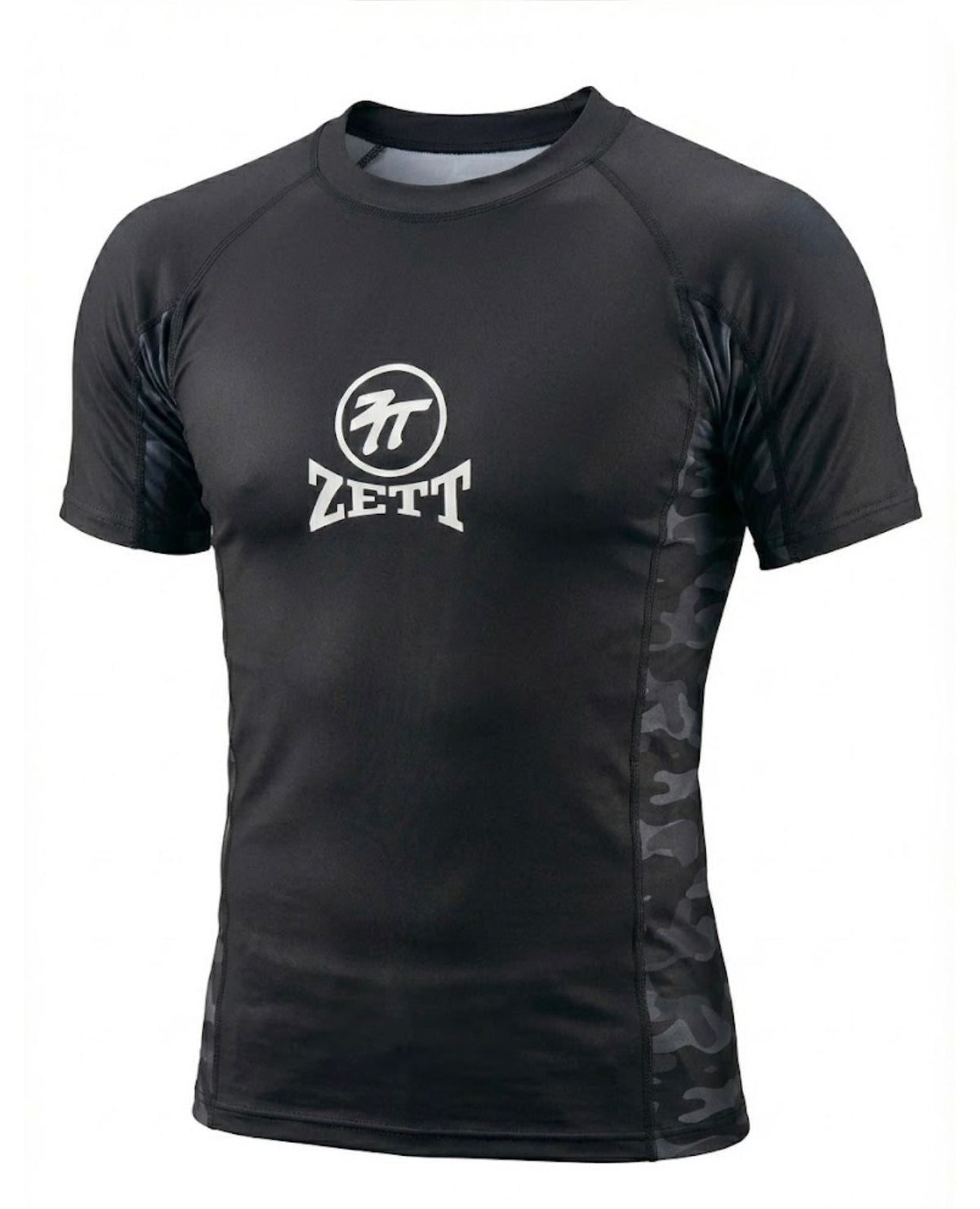 Zett camo rash guard, front view