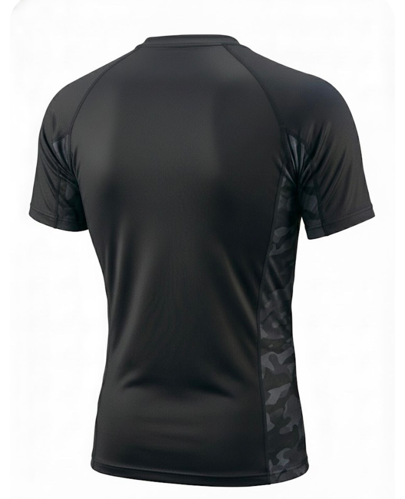Zett camo rash guard, back view