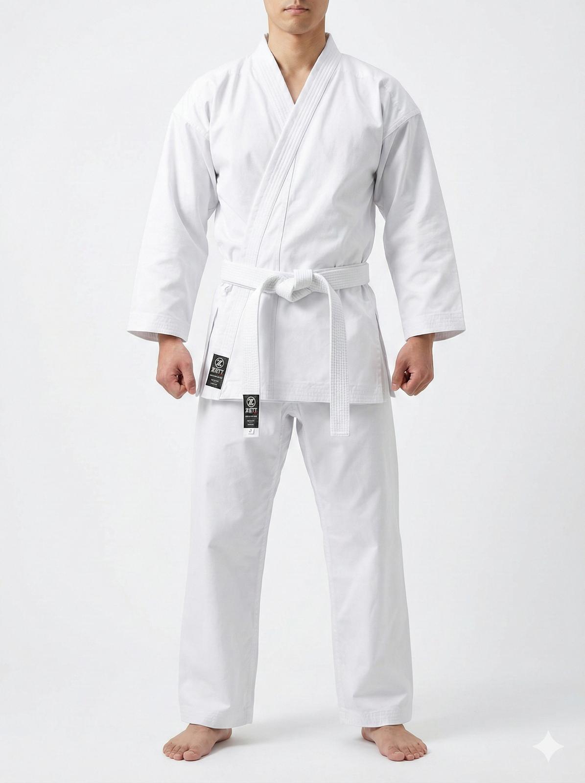 Zett Lightweight Karate Gi in white, front view