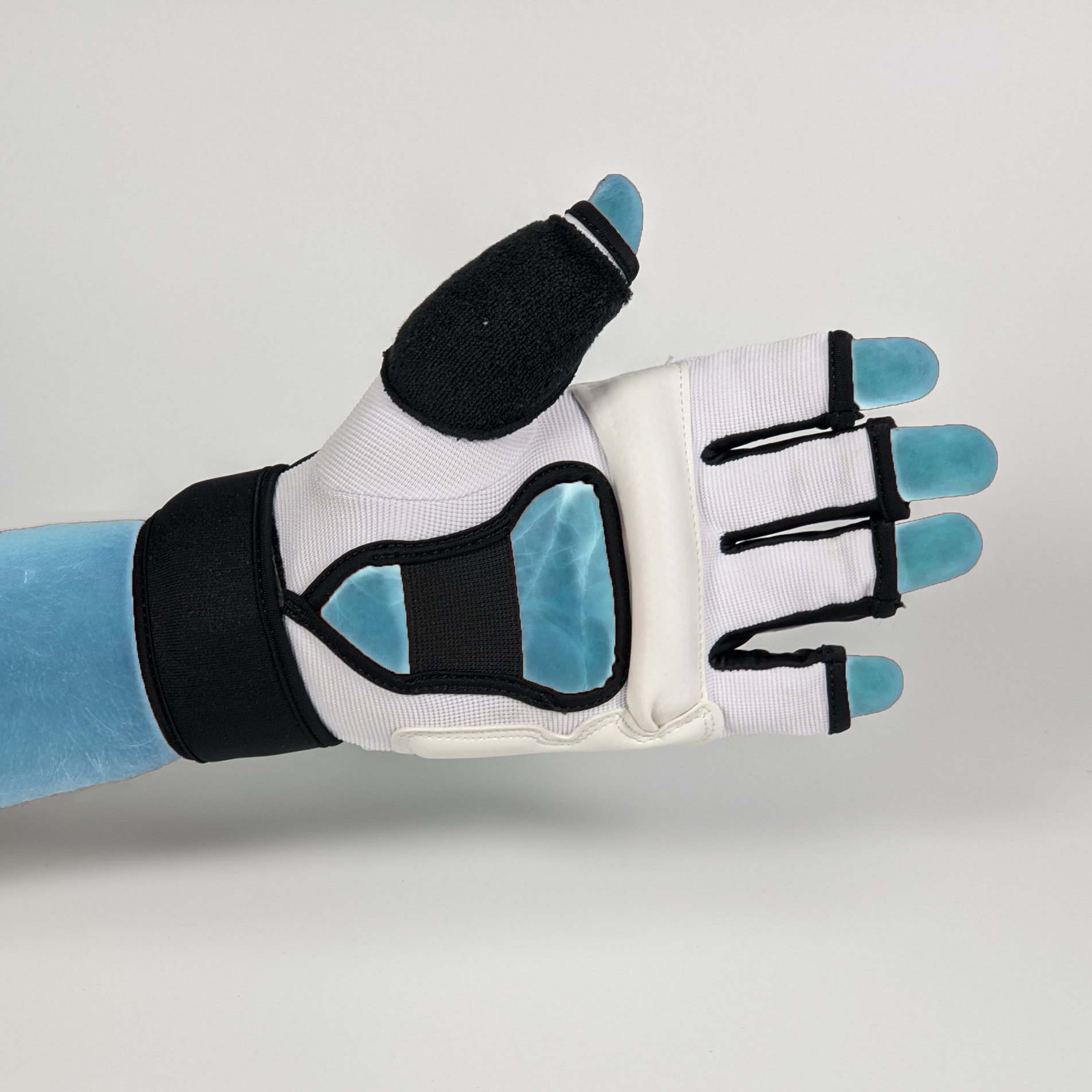 Zett TKD gloves in white, front view