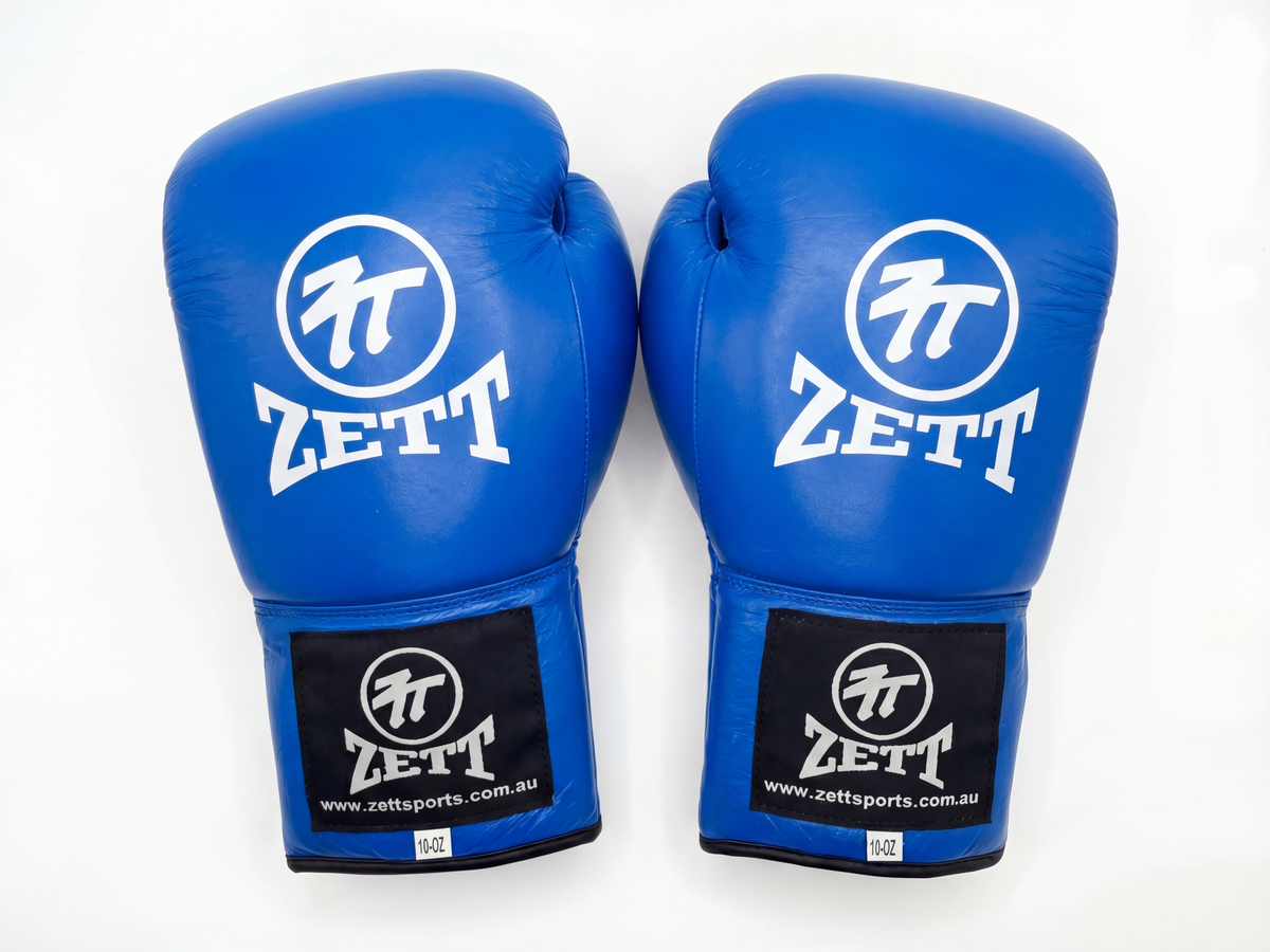 Zett Lace-Up Fighter boxing gloves, back view