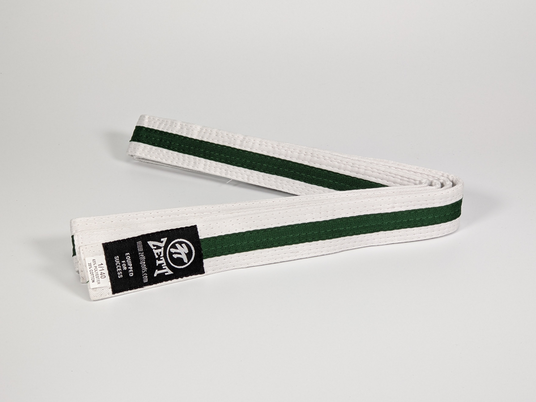 Zett white belt with colour stripe, range