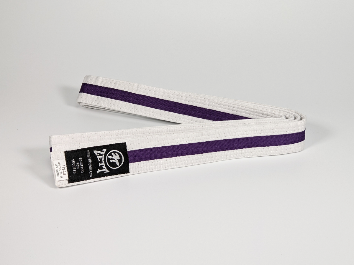 Zett white belt with purple stripe