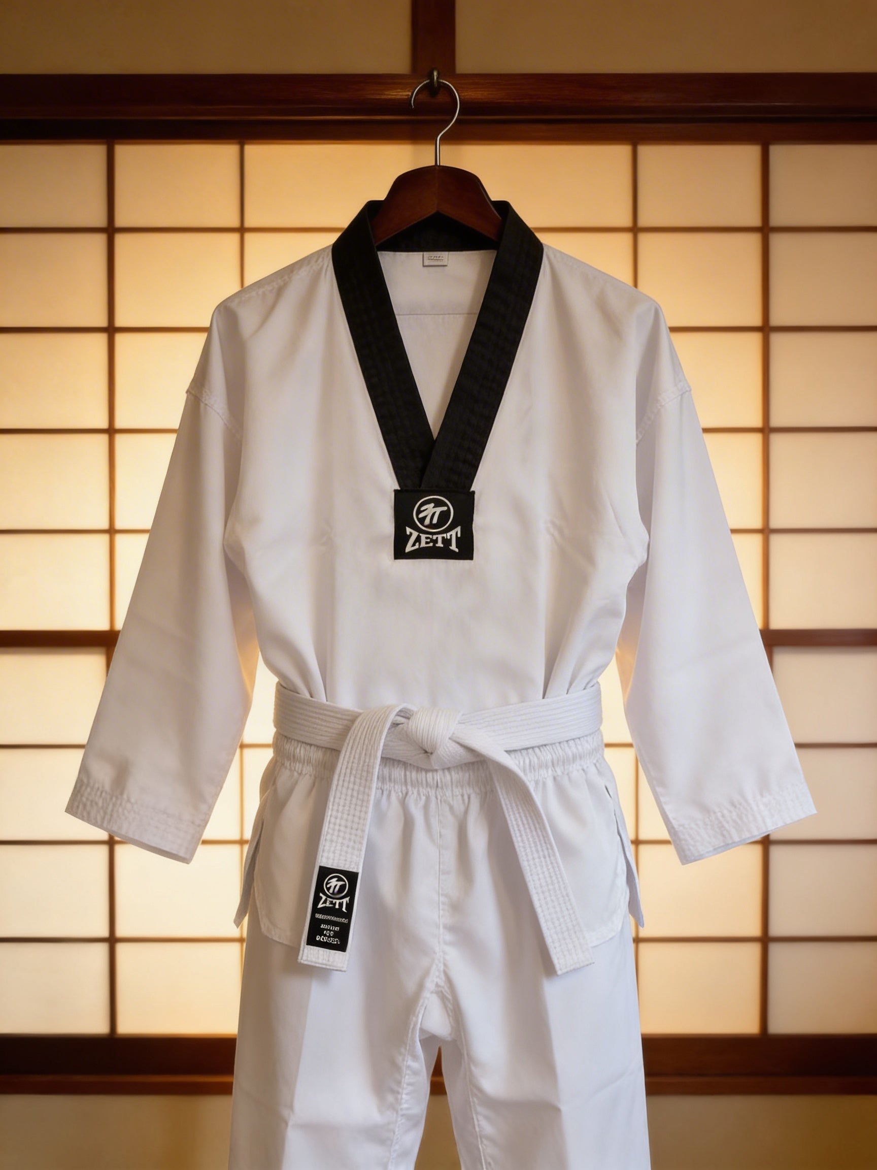 Zett Ribbed TKD Dobuk in black, back view
