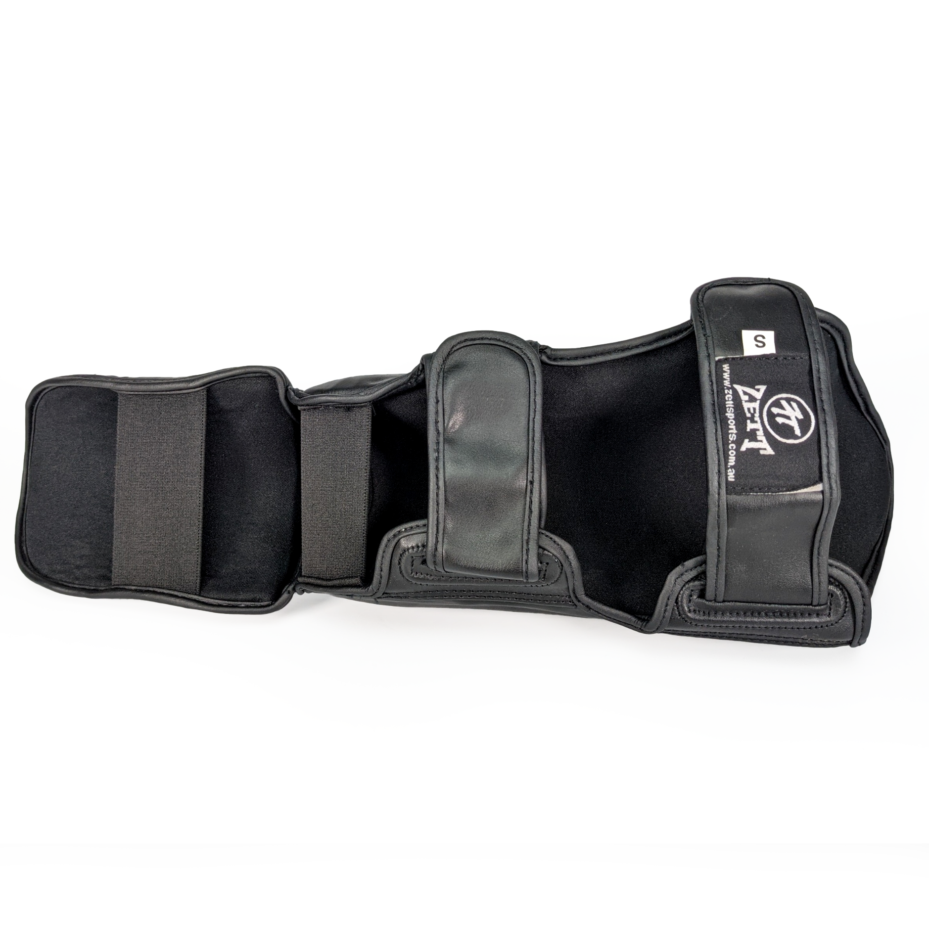 Zett Pro kickboxing shin insteps in black, view 2