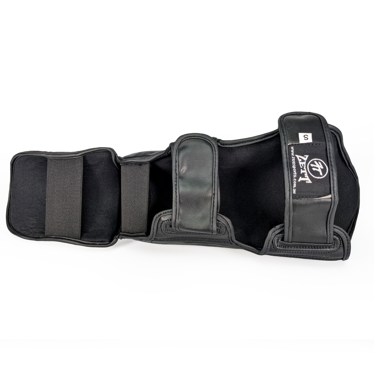 Zett Pro kickboxing shin insteps in black, view 2