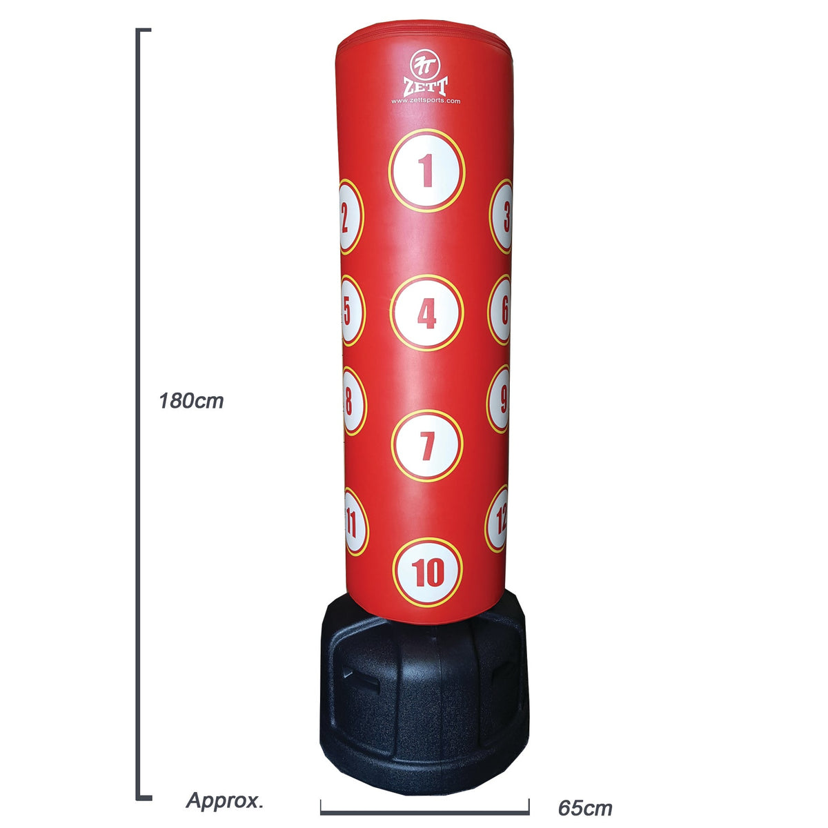 Zett free standing punching bag with target numbers