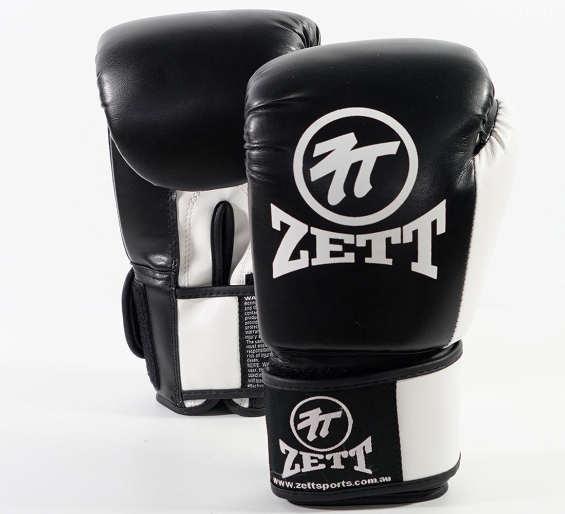 Zett Classic boxing gloves in black, detail view