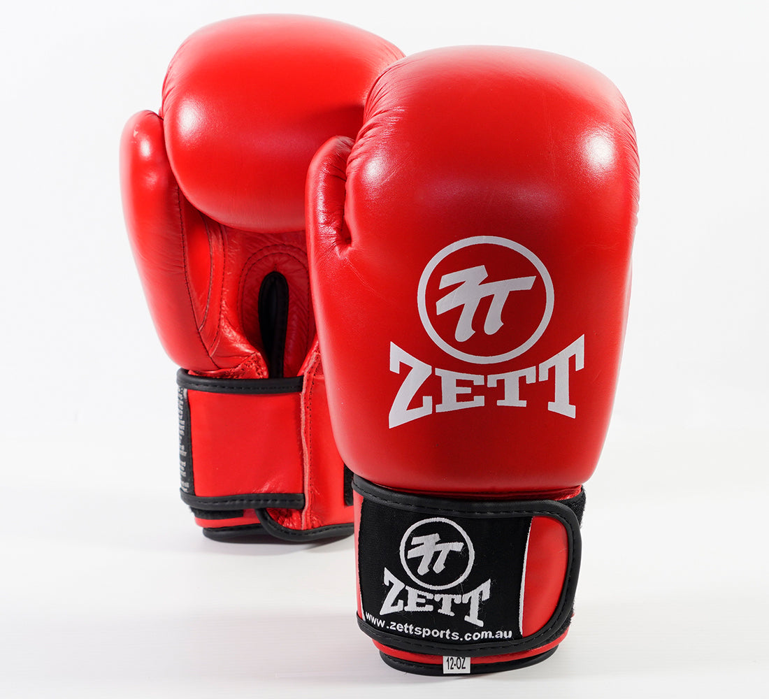 Zett K.O leather boxing gloves, pair side view